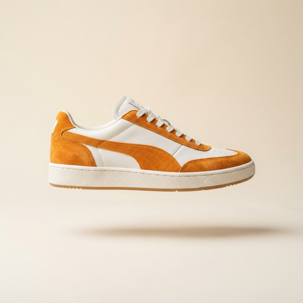 Studio hero shot of a premium sneaker